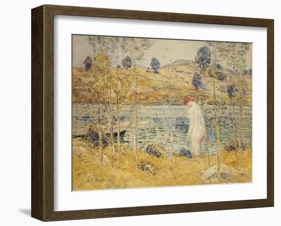 The River Bank, 1906-Childe Hassam-Framed Premium Giclee Print