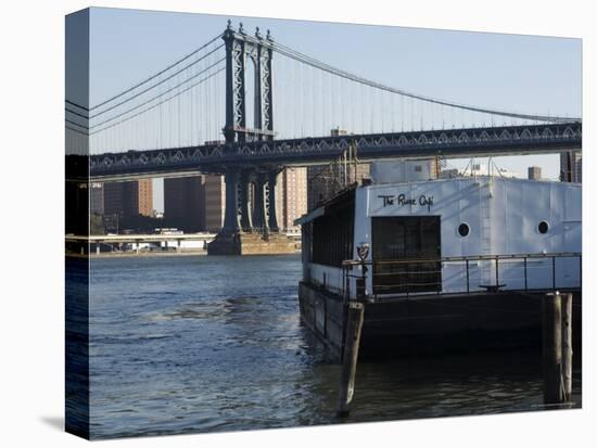 The River Cafe and Manhattan Bridge, New York City, New York, USA-Amanda Hall-Stretched Canvas