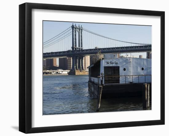The River Cafe and Manhattan Bridge, New York City, New York, USA-Amanda Hall-Framed Photographic Print