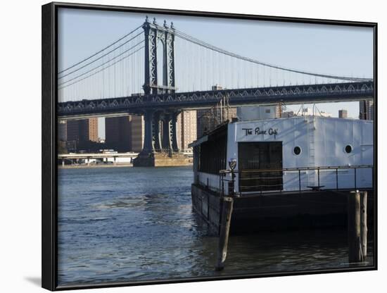 The River Cafe and Manhattan Bridge, New York City, New York, USA-Amanda Hall-Framed Photographic Print