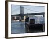 The River Cafe and Manhattan Bridge, New York City, New York, USA-Amanda Hall-Framed Photographic Print