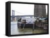 The River Cafe at Fulton Ferry Landing, Manhattan Bridge Beyond, Brooklyn-Amanda Hall-Framed Stretched Canvas