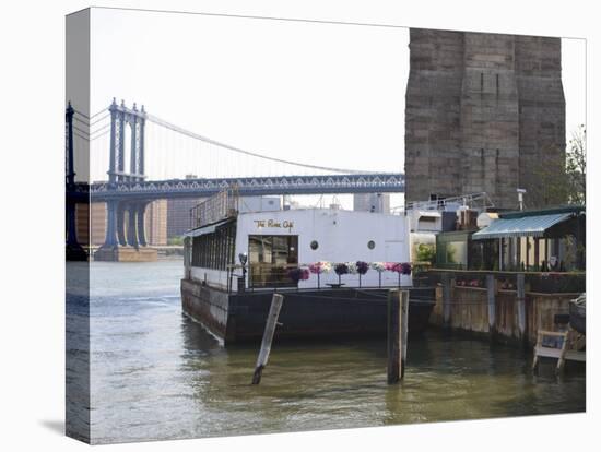 The River Cafe at Fulton Ferry Landing, Manhattan Bridge Beyond, Brooklyn-Amanda Hall-Stretched Canvas