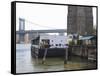 The River Cafe at Fulton Ferry Landing, Manhattan Bridge Beyond, Brooklyn-Amanda Hall-Framed Stretched Canvas