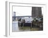 The River Cafe at Fulton Ferry Landing, Manhattan Bridge Beyond, Brooklyn-Amanda Hall-Framed Photographic Print