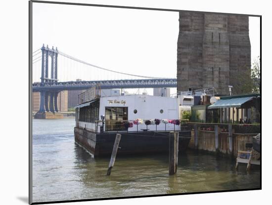 The River Cafe at Fulton Ferry Landing, Manhattan Bridge Beyond, Brooklyn-Amanda Hall-Mounted Photographic Print