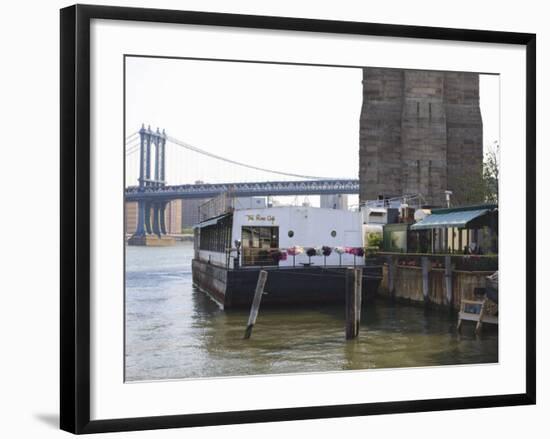 The River Cafe at Fulton Ferry Landing, Manhattan Bridge Beyond, Brooklyn-Amanda Hall-Framed Photographic Print