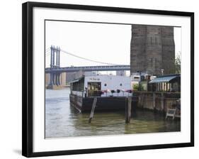 The River Cafe at Fulton Ferry Landing, Manhattan Bridge Beyond, Brooklyn-Amanda Hall-Framed Photographic Print