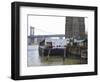 The River Cafe at Fulton Ferry Landing, Manhattan Bridge Beyond, Brooklyn-Amanda Hall-Framed Photographic Print