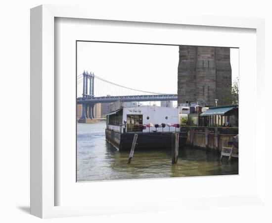 The River Cafe at Fulton Ferry Landing, Manhattan Bridge Beyond, Brooklyn-Amanda Hall-Framed Photographic Print