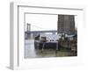 The River Cafe at Fulton Ferry Landing, Manhattan Bridge Beyond, Brooklyn-Amanda Hall-Framed Photographic Print