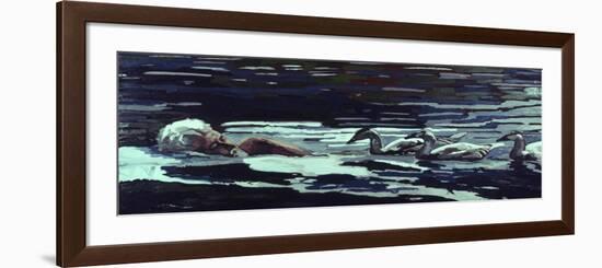 The River:Conrad Lorenz with Goslings, 1982-Peter Wilson-Framed Giclee Print