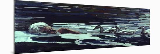 The River:Conrad Lorenz with Goslings, 1982-Peter Wilson-Mounted Giclee Print