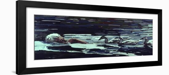 The River:Conrad Lorenz with Goslings, 1982-Peter Wilson-Framed Giclee Print