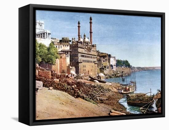 The River Ganges and the Burning Ghats at Benares (Varanas), India, Early 20th Century-null-Framed Stretched Canvas