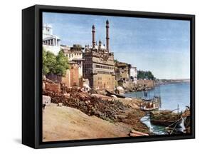 The River Ganges and the Burning Ghats at Benares (Varanas), India, Early 20th Century-null-Framed Stretched Canvas