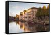 The River Ill and La Petite France, Strasbourg, Bas-Rhin, Alsace, France, Europe-Julian Elliott-Framed Stretched Canvas