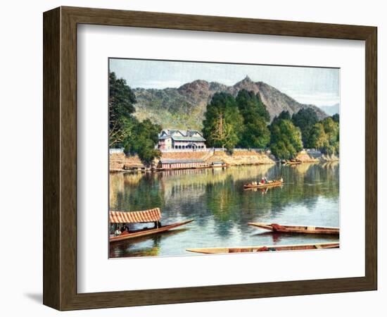 The River Jhelum and Clubhouse at Srinagar, India, Early 20th Century-null-Framed Giclee Print