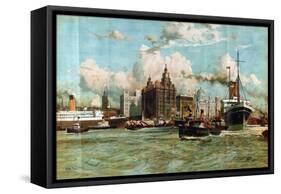 The River Mersey, from the Series 'Western Gateway to the Empire', 1928-Charles Edward Dixon-Framed Stretched Canvas