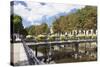 The River Odet and a Flower Decorated Bridge, Quimper, Finistere, Brittany, France, Europe-Markus Lange-Stretched Canvas