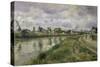 The River's Edge-Camille Pissarro-Stretched Canvas