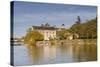 The River Sarthe and the Abbey at Solesmes, Sarthe, Pays De La Loire, France, Europe-Julian Elliott-Stretched Canvas