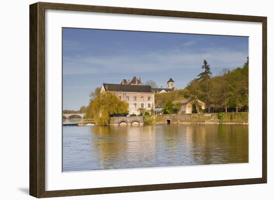 The River Sarthe and the Abbey at Solesmes, Sarthe, Pays De La Loire, France, Europe-Julian Elliott-Framed Photographic Print