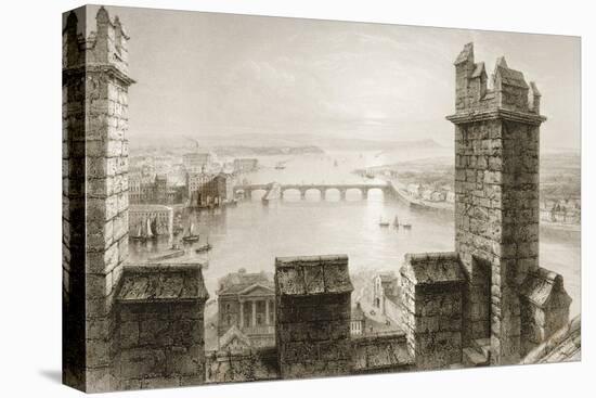 The River Shannon and Limerick from the Cathedral Tower, County Limerick-William Henry Bartlett-Stretched Canvas