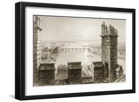The River Shannon and Limerick from the Cathedral Tower, County Limerick-William Henry Bartlett-Framed Giclee Print