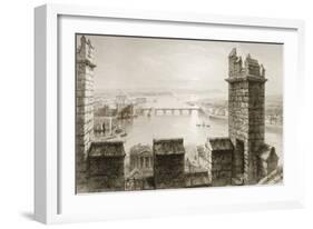 The River Shannon and Limerick from the Cathedral Tower, County Limerick-William Henry Bartlett-Framed Giclee Print