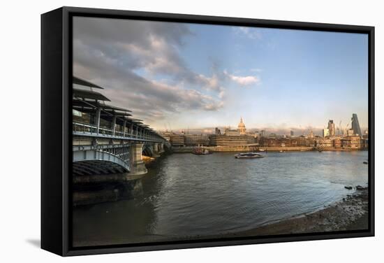 The River Thames and St. Paul's Cathedral Looking North from the South Bank, London, England-Howard Kingsnorth-Framed Stretched Canvas