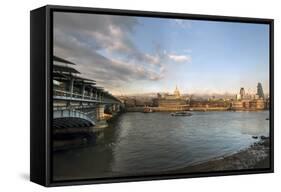 The River Thames and St. Paul's Cathedral Looking North from the South Bank, London, England-Howard Kingsnorth-Framed Stretched Canvas