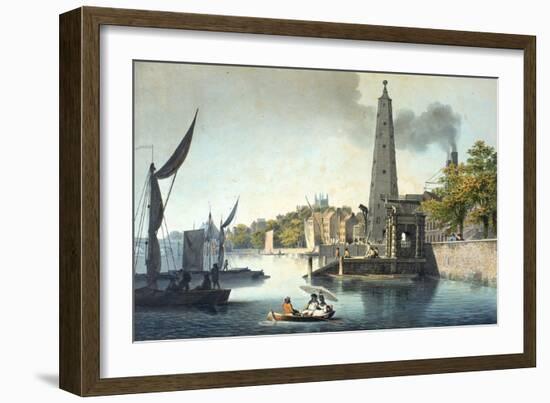 The River Thames Looking Towards Westminster with York Water Gate and the York Building Water Works-James Malton-Framed Giclee Print