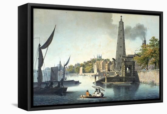 The River Thames Looking Towards Westminster with York Water Gate and the York Building Water Works-James Malton-Framed Stretched Canvas