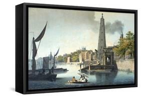 The River Thames Looking Towards Westminster with York Water Gate and the York Building Water Works-James Malton-Framed Stretched Canvas