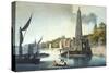 The River Thames Looking Towards Westminster with York Water Gate and the York Building Water Works-James Malton-Stretched Canvas