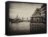 The River Thames View with the HMS Belfast and the Tower Bridge - City of London - UK - England-Philippe Hugonnard-Framed Stretched Canvas
