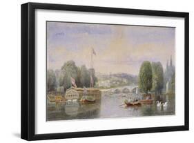 The River Thames with Richmond Bridge and Richmond Hill in the Distance, London, 1867-George Henry Andrews-Framed Giclee Print