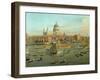 The River Thames with St. Paul's Cathedral on Lord Mayor's Day, Detail of St. Paul's Cathedral-Canaletto-Framed Giclee Print