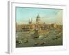 The River Thames with St. Paul's Cathedral on Lord Mayor's Day, Detail of St. Paul's Cathedral-Canaletto-Framed Giclee Print