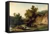 The River Wye at Tintern Abbey, 1805-Philip James De Loutherbourg-Framed Stretched Canvas