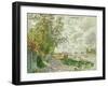 The Riverbank at Gennevilliers, circa 1875-Claude Monet-Framed Giclee Print