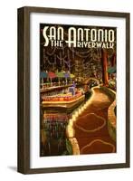 The Riverwalk - San Antonio, Texas-Lantern Press-Framed Art Print