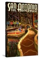 The Riverwalk - San Antonio, Texas-Lantern Press-Stretched Canvas