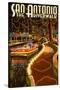 The Riverwalk - San Antonio, Texas-Lantern Press-Stretched Canvas