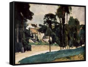 The Road at Pontoise-Paul Cézanne-Framed Stretched Canvas