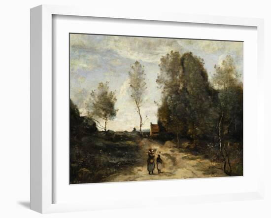 The Road (Corot Entourage)-Jean-Baptiste-Camille Corot-Framed Giclee Print