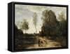 The Road (Corot Entourage)-Jean-Baptiste-Camille Corot-Framed Stretched Canvas