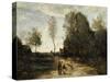 The Road (Corot Entourage)-Jean-Baptiste-Camille Corot-Stretched Canvas