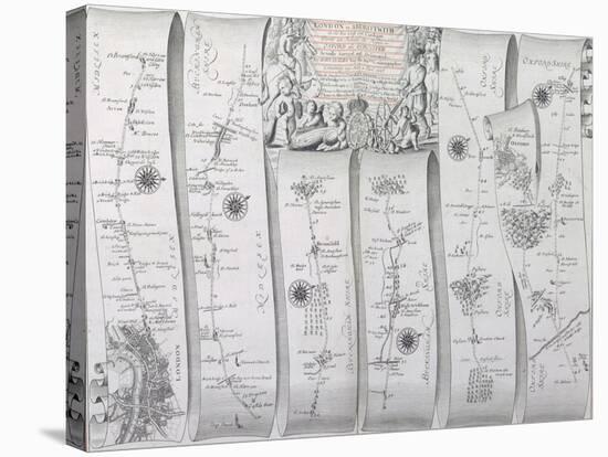 The Road from London to Aberistwith on the Sea Coast, from 'Britannia, Volume the First', 1675-John Ogilby-Stretched Canvas